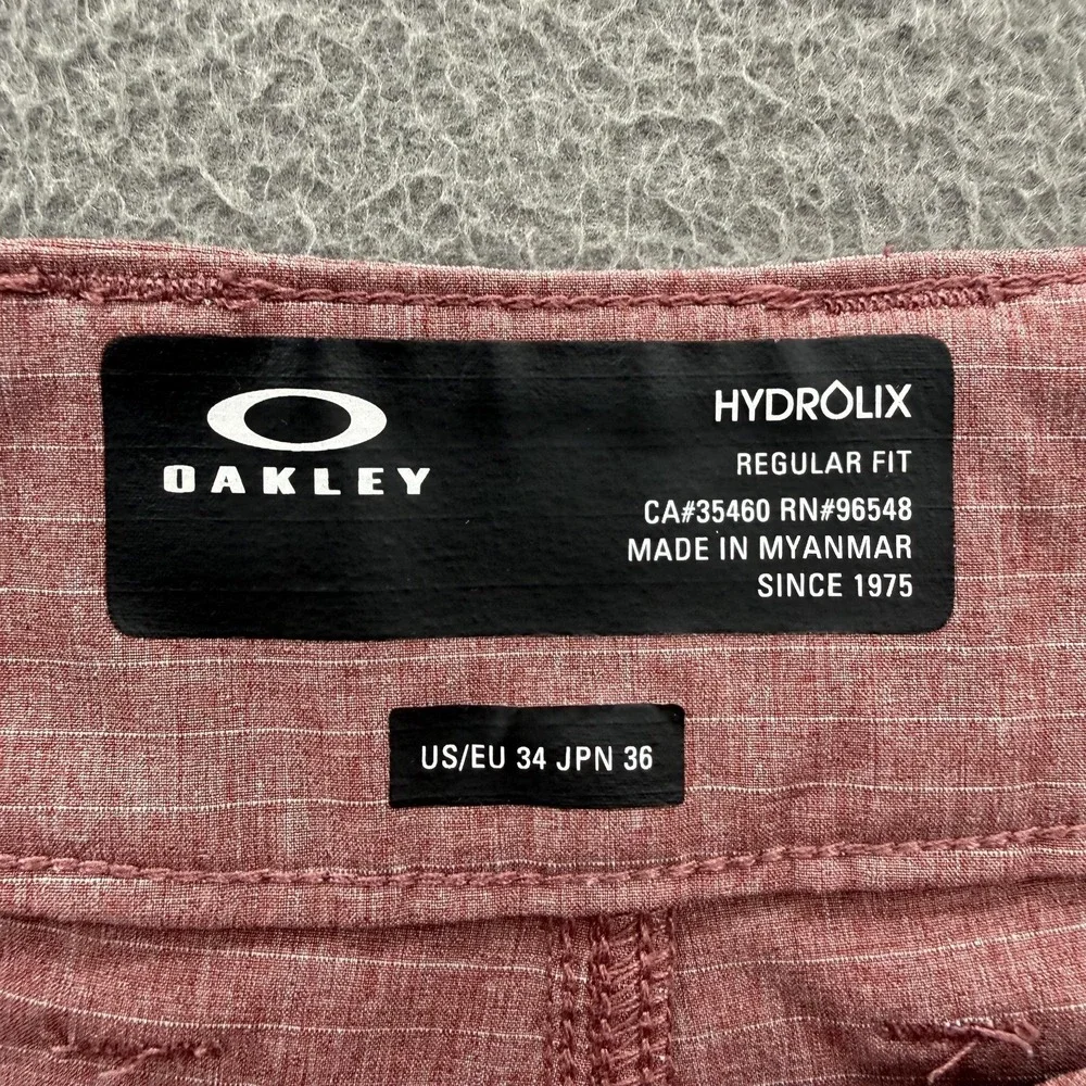 Oakley Shorts Mens 34 Pink HydroLix Chino Microfiber Stretch 10 Inseam Casual